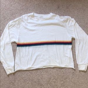 White Brandy Melville Rainbow Stripe Long Sleeve